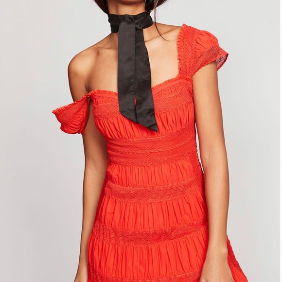 Free People Dresses & Skirts - Free People Alicia Lace Mini Dress, red Sz 12 NWT!